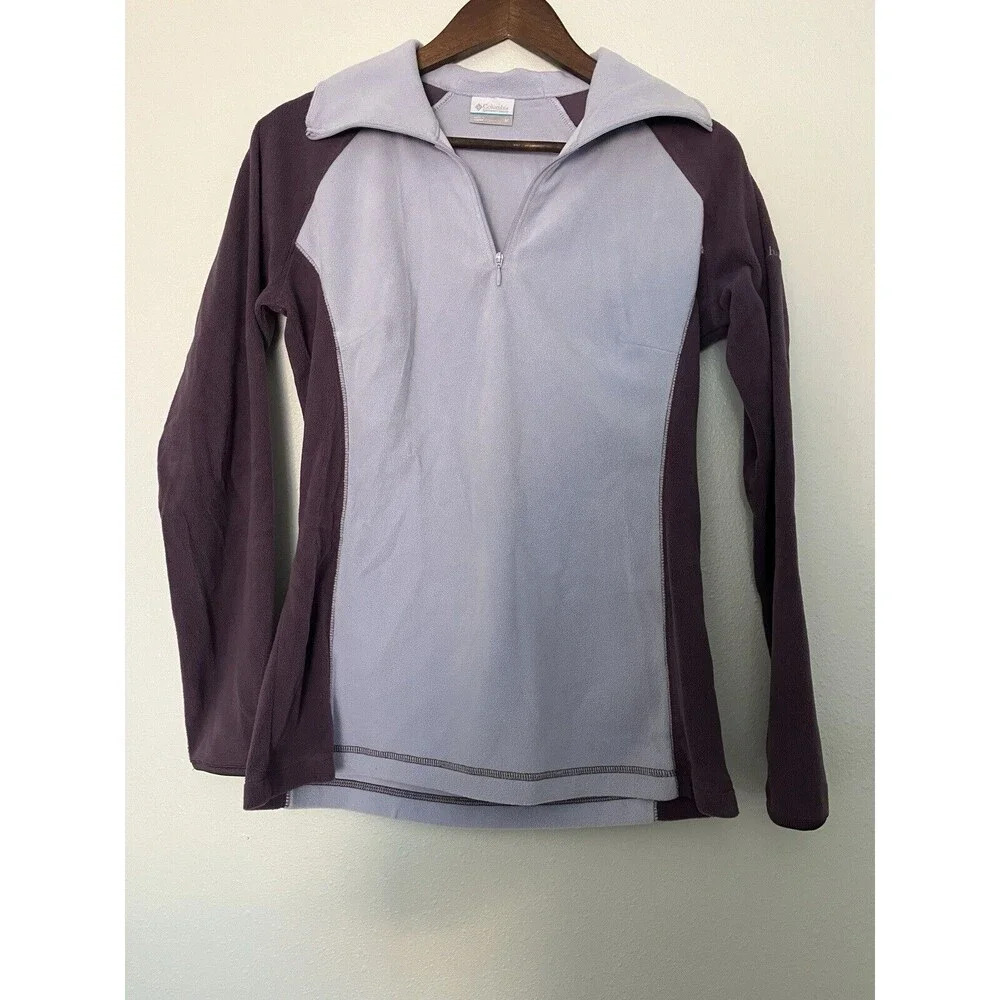 Columbia Sweater Women's Medium M Purple Soft Micro Fleece Pullover 1/4 Zip